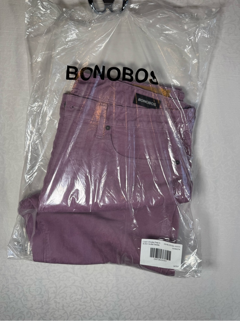 Bonobos Corduroy 5-Pocket Pants 36x30 Orchid Smoke Purple NWT